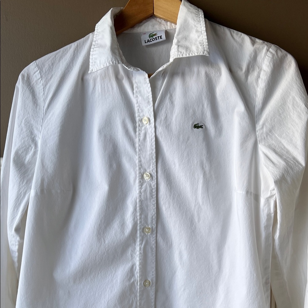 Lacoste Boy’s Crisp White Button-Down Shirt Size 42 or XL - Picture 4 of 10